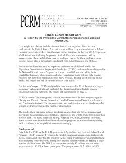 School Lunch Report Card