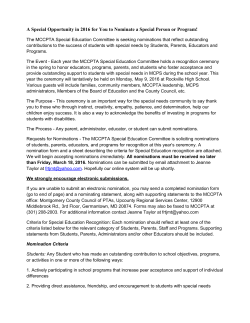 2015-2016 MCCPTA Special Education Awards Nomination Form