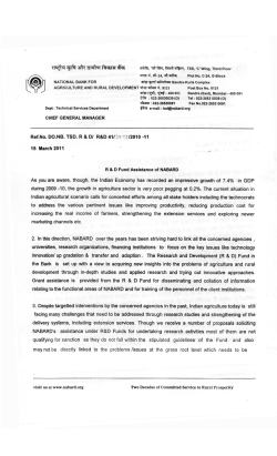 NABARD's Research and Development Fund
