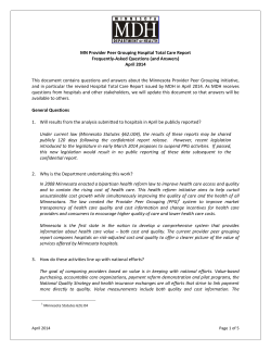 MN Peer Grouping Hospital Total Care Report - Frequently Asked Questions and Answers - April 2014 (PDF: 365KB/5 pages)