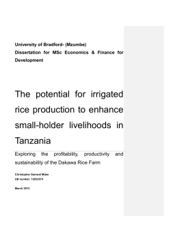 The potential for irrigated rice production to enhance small-holder livelihoods in Tanzania [PDF 786.70KB]