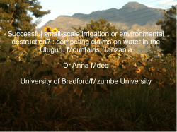Successful small-scale irrigation or environmental destruction? : competing claims on water in the Uluguru Mountains, Tanzania [PDF 2.44MB]