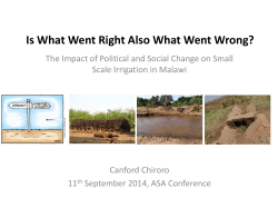 Is What Went Right Also What Went Wrong? The Impact of Political and Social Change on Small Scale Irrigation in Malawi [PDF 767.20KB]