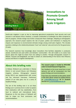 Briefing note 2: Innovations to Promote Growth Among Small Scale Irrigators [PDF 1.10MB]