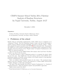 CIMPA Nablus14 Summer School Scientific Report