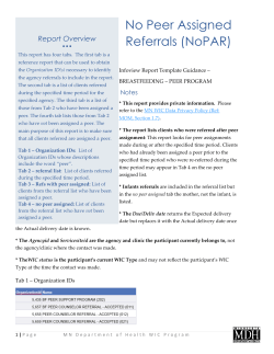No Peer Assigned Referrals (NoPAR) (PDF)