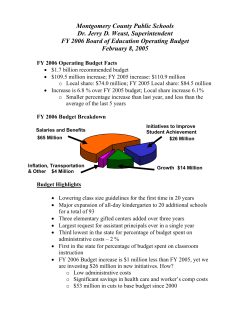 FY 2006 Operating Budget Highlights