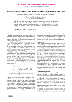 Influence of the precursor gas on the process and layer properties of DLC films