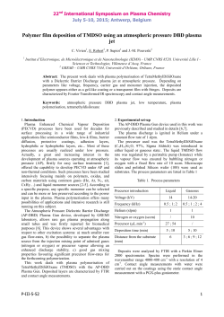 Polymer film deposition of TMDSO using an atmospheric pressure DBD plasma jet