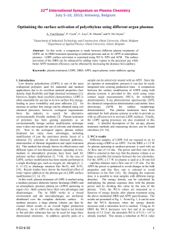 Optimising the surface activation of polyethylene using different argon plasmas
