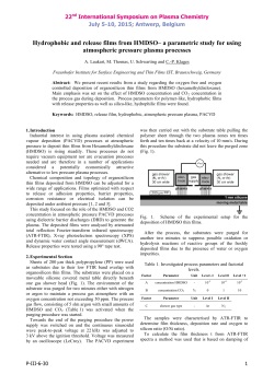 Hydrophobic and release films from HMDSO ? a parametric study for using atmospheric pressure plasma processes