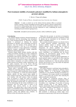 Post-treatment stability of aromatic polymers modified by helium atmospheric-pressure plasma
