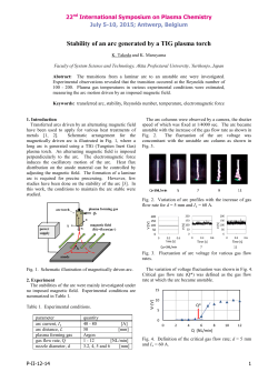 Stability of an arc generated by a TIG plasma torch