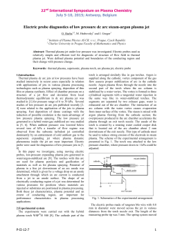 Electric probe diagnostics of low pressure dc arc steam-argon plasma jet