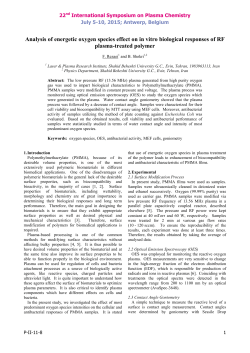 Analysis of energetic oxygen species effect on in vitro biological responses of RF plasma?treated polymer