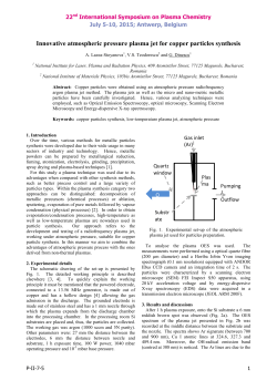 Innovative atmospheric pressure plasma jet for copper particles synthesis