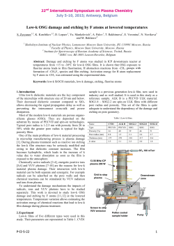 Low-k OSG damage and etching by F atoms at lowered temperatures