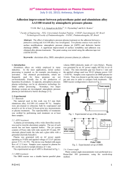 Adhesion improvement between polyurethane paint and aluminium alloy AA1100 treated by atmospheric pressure plasma