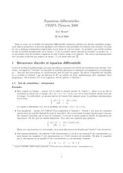 Equations diff&eacute;rentielles ordinaires