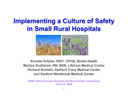 Implementing a Culture of Safety in Small Rural Hospitals