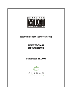 Essential Benefit Set Work Group additional resources (PDF: 112KB/5 pages)