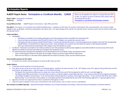 Pre-Defined Reports Guidance: Participation vs. Enrollment Monthly (CLD029)