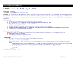 Benefit Pickup Report