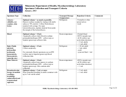 AFB Specimen Requirements Chart Printable Version: (PDF: 2 pages/ 156KB)