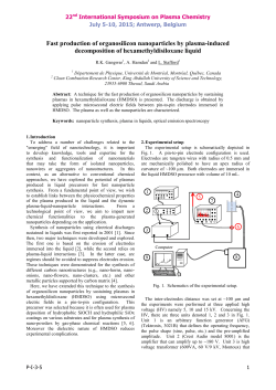 Fast production of organosilicon nanoparticles by plasma-induced decomposition of hexamethyldisiloxane liquid