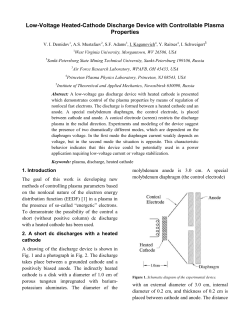 Low-voltage heated-cathode discharge device with controllable plasma properties