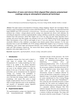 Deposition of nano and micron thick aligned fibre plasma polymerised coatings using an atmospheric plasma jet technique
