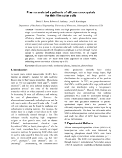 Plasma assisted synthesis of silicon nanocrystals for thin film solar cells