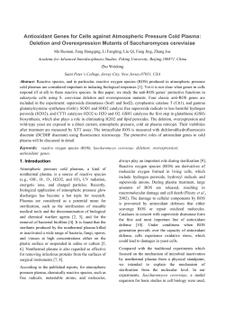 Antioxidant Genes for Cells against Atmospheric Pressure Cold Plasma: Deletion and Overexpression Mutants of Saccharomyces cerevisiae