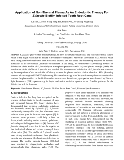 APPLICATION OF NON-THERMAL PLASMA AS AN ENDODNOTIC THERAPY FOR E.FAECLIS BIOFILMINFECTED TOOTH ROOT ROOT CANAL