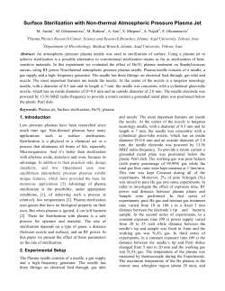 Surface sterilization by non-thermal atmospheric plasma jet