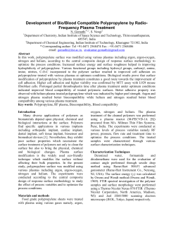 Development of Bio/Blood Compatible Polypropylene by Radio-Frequency Plasma Treatment