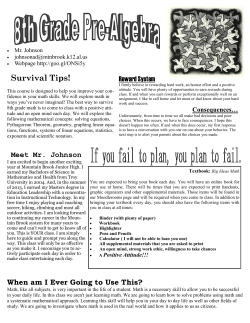 Click here to view the 8th Grade Pre-Algebra Syllabus