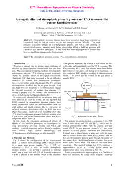 Synergetic effects of atmospheric pressure plasma and UVA treatment for contact lens disinfection