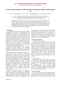 In vitro decontamination of infected tooth root canals by single electrode plasma jet
