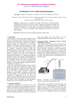 Sterilization of cow's milk by liquid plasma