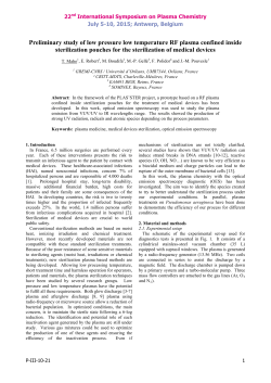 Preliminary study of low pressure low temperature RF plasma confined inside sterilization pouches for the sterilization of medical devices