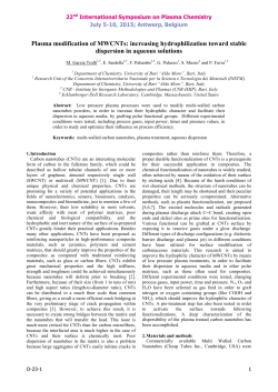 Plasma modification of MWCNTs: increasing hydrophilization toward stable dispersion in aqueous solutions
