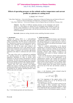 Effects of operating pressure on the cathode surface temperature and current profile in a plasma arc cutting torch