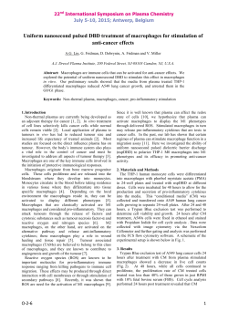 Uniform nanosecond pulsed DBD treatment of macrophages for stimulation of anti-cancer effects