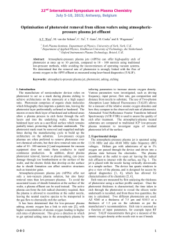 Optimisation of photoresist removal from silicon wafers using atmospheric-pressure plasma jet effluent