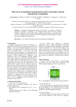 Film stress of amorphous hydrogenated carbon on biaxially oriented polyethylene terephthalate