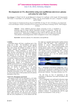 Developments in CO2 dissociation using non-equilibrium microwave plasma activation for solar fuels