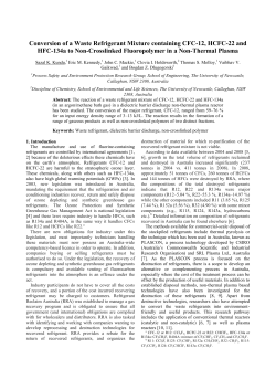 Conversion of a Waste Refrigerant Mixture containing CFC-12, HCFC-22 and HFC-134a to Non-Crosslinked Fluoropolymer in a Non-Thermal Plasma