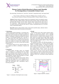 Plasma - Catalyst Hybrid Reaction in Honeycomb Monolith