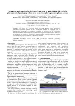 Parametric study on the effectiveness of treatment of polyethylene (PE) foils for pharmaceutical packaging with a large area atmospheric pressure plasma source
